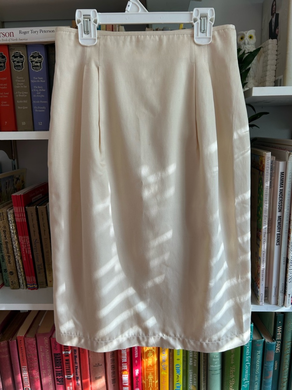 Vintage Cream Silk and Cotton Pencil Skirt - Tailored Silhouette